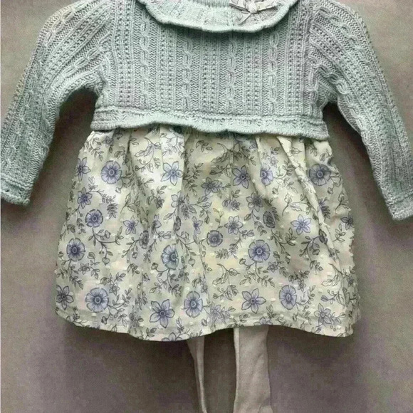 Shabby Chic Sweater Dress with Tights Size 3/6 months NWOT - Picture 3 of 6